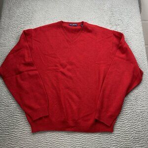 John Ashford Mens Long Sleeve Shirt Size Large Red Cashmere Pullover V Neck
